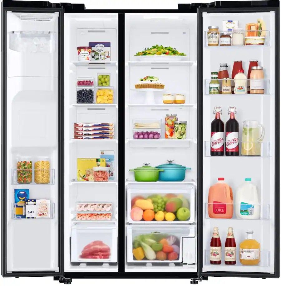 Samsung - 36 in. Wide 27.4 cu. ft. Side-by-Side Refrigerator with Large Capacity - Black Stainless Steel