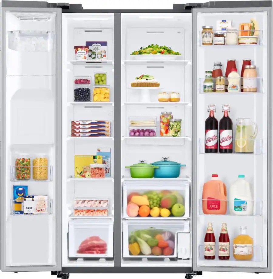 Samsung - 36 in. Wide 27.4 cu. ft. Side-by-Side Refrigerator with Large Capacity - Stainless Steel