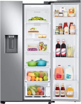 Samsung - 36 in. Wide 27.4 cu. ft. Side-by-Side Refrigerator with Large Capacity - Stainless Steel