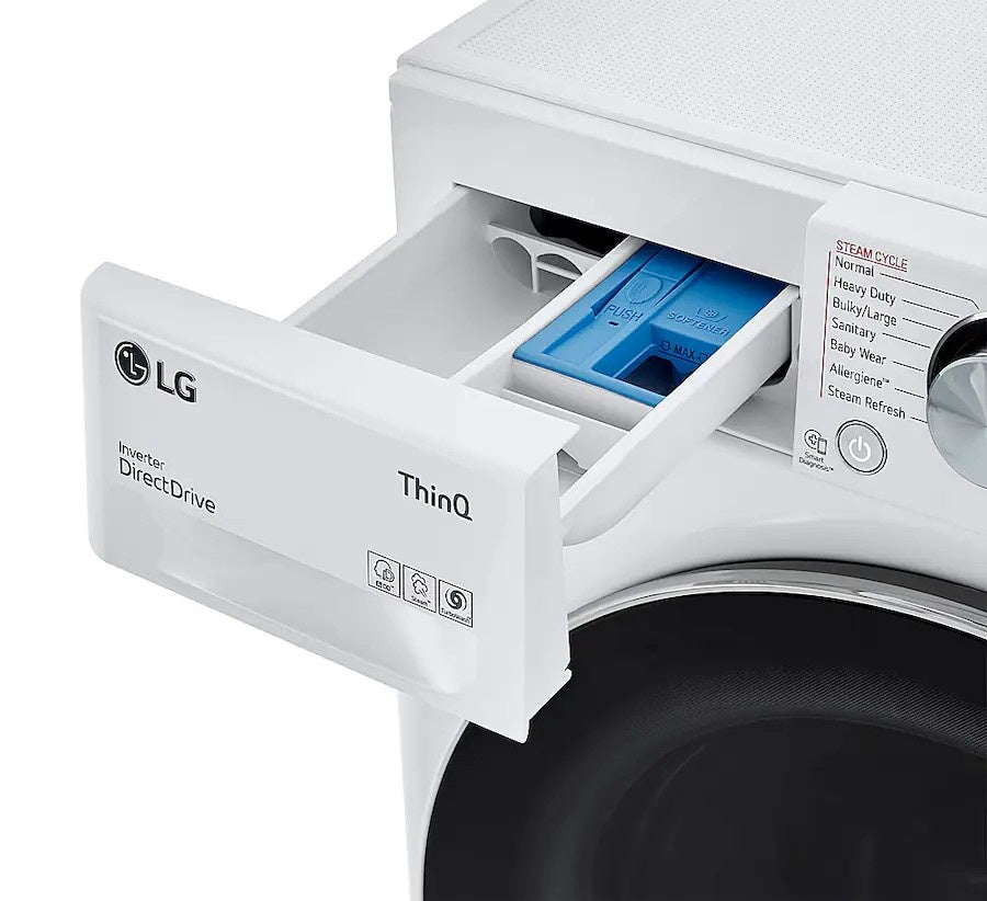 LG - 2.4 Cu. Ft. High-Efficiency Smart Front Load Washer and Electric Dryer Combo with Steam and Sensor Dry - White