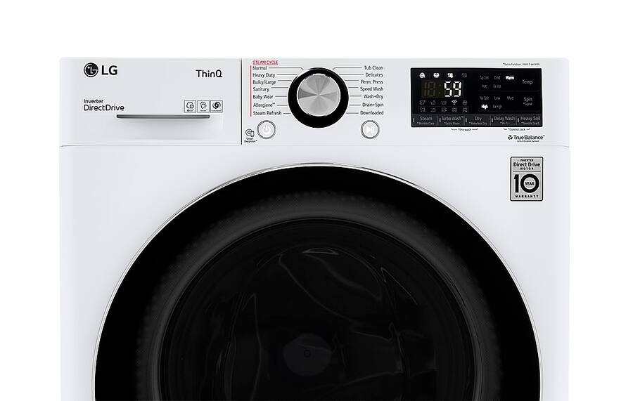 LG - 2.4 Cu. Ft. High-Efficiency Smart Front Load Washer and Electric Dryer Combo with Steam and Sensor Dry - White