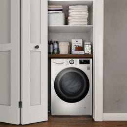 LG - 2.4 Cu. Ft. High-Efficiency Smart Front Load Washer and Electric Dryer Combo with Steam and Sensor Dry - White