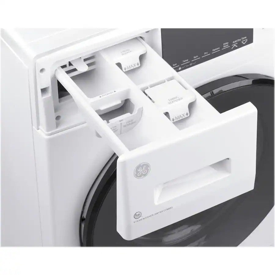 GE - 2.4 Cu. Ft. High-Efficiency Front Load Washer and Electric Condenser Dryer Combo with Steam and Sanitize - White