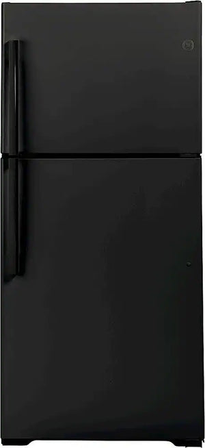 GE - 33 in. Wide 21.9 Cu. Ft. Top-Freezer Refrigerator with Garage Ready Performance - Black