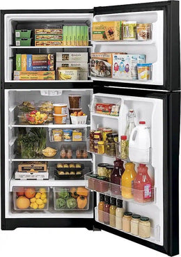 GE - 33 in. Wide 21.9 Cu. Ft. Top-Freezer Refrigerator with Garage Ready Performance - Black