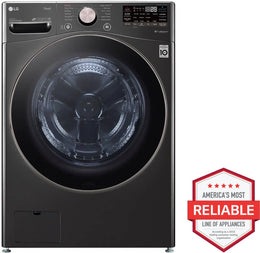 Package - LG - 4.5 Cu. Ft. High-Efficiency Stackable Smart Front Load Washer with Steam and Built-In Intelligence and 7.4 Cu. Ft. Stackable Smart Electric Dryer with Steam and Built-In Intelligence - Black Steel