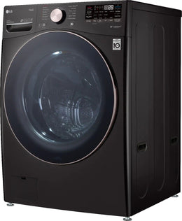 Package - LG - 4.5 Cu. Ft. High-Efficiency Stackable Smart Front Load Washer with Steam and Built-In Intelligence and 7.4 Cu. Ft. Stackable Smart Electric Dryer with Steam and Built-In Intelligence - Black Steel