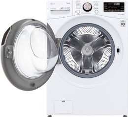 Package - LG - 4.5 Cu. Ft. High-Efficiency Stackable Smart Front Load Washer with Steam and Built-In Intelligence and 7.4 Cu. Ft. Stackable Smart Gas Dryer with Steam and Built-In Intelligence - White