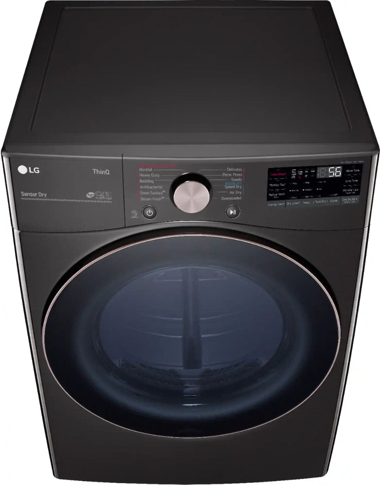 Package - LG - 4.5 Cu. Ft. High-Efficiency Stackable Smart Front Load Washer with Steam and Built-In Intelligence and 7.4 Cu. Ft. Stackable Smart Electric Dryer with Steam and Built-In Intelligence - Black Steel