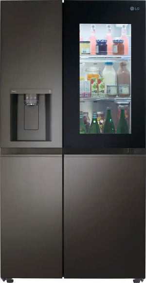 LG - 36-in Wide 27.1 Cu. Ft. Side-by-Side Smart Refrigerator with Craft Ice - Black Stainless Steel