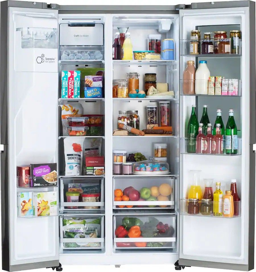 LG - 36-in Wide 27.1 Cu. Ft. Side-by-Side Smart Refrigerator with Craft Ice - Stainless Steel