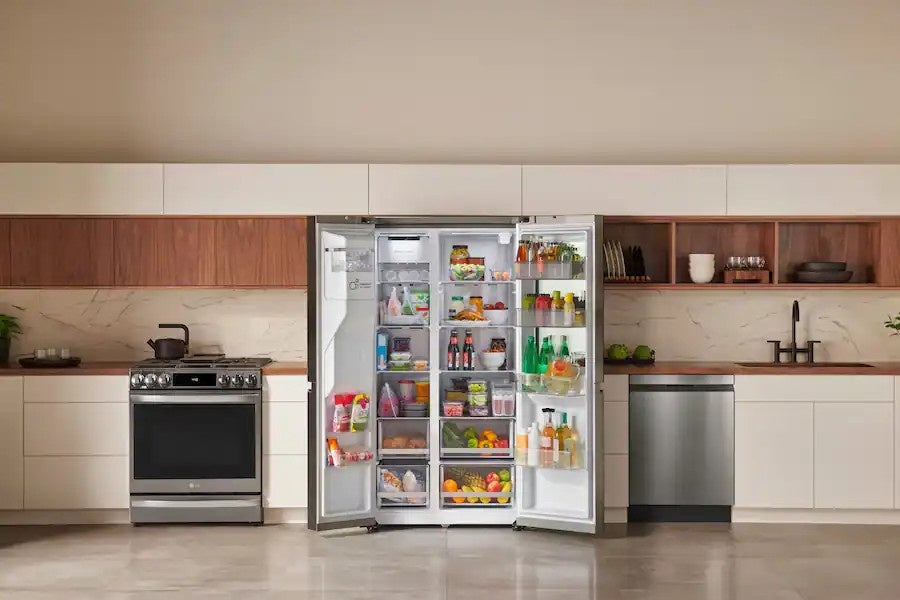 LG - 36-in Wide 27.1 Cu. Ft. Side-by-Side Smart Refrigerator with Craft Ice - Stainless Steel
