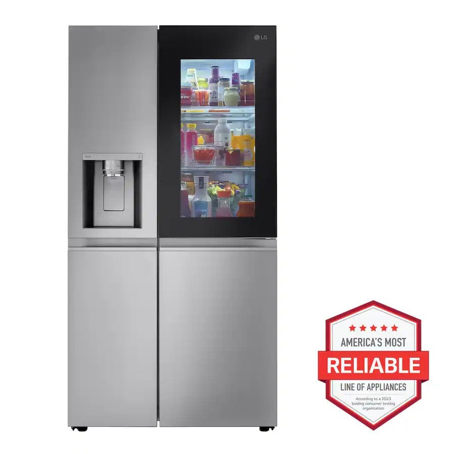 LG - 36-in Wide 27.1 Cu. Ft. Side-by-Side Smart Refrigerator with Craft Ice - Stainless Steel