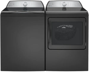 Package - GE Profile - 5.0 Cu. Ft. High Efficiency Smart Top Load Washer with Smarter Wash Technology, Easier Reach & Microban Technology and 7.4 Cu. Ft. Smart Electric Dryer with Sanitize Cycle and Sensor Dry - Diamond Gray