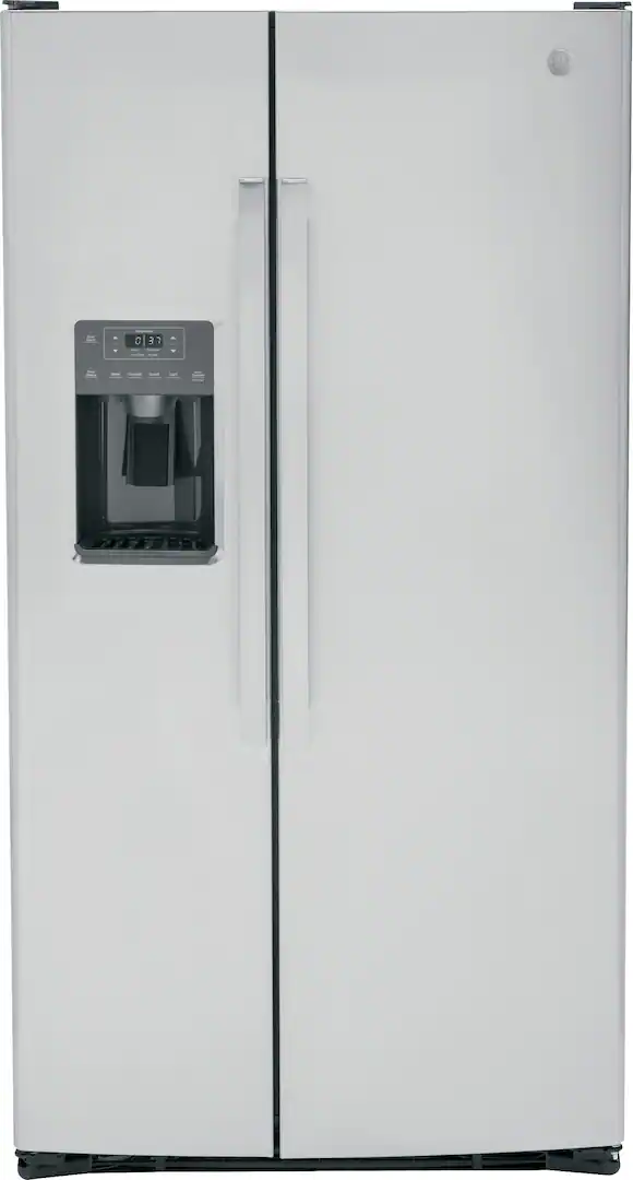 GE - 36 in. Wide 25.3 Cu. Ft. Side-by-Side Refrigerator with External Ice & Water Dispenser - Stainless Steel