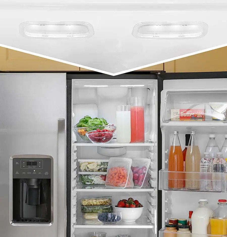 GE - 36 in. Wide 25.3 Cu. Ft. Side-by-Side Refrigerator with External Ice & Water Dispenser - Stainless Steel