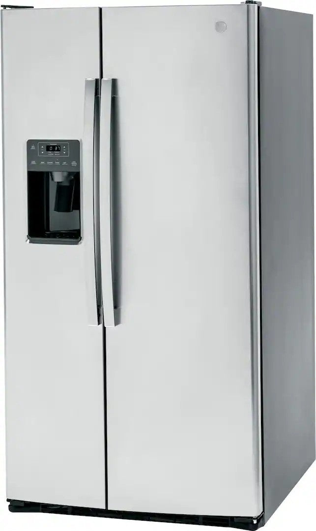 GE - 36 in. Wide 25.3 Cu. Ft. Side-by-Side Refrigerator with External Ice & Water Dispenser - Stainless Steel