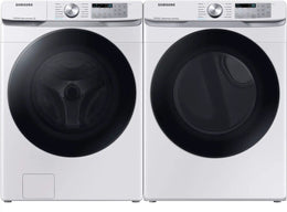 Package - Samsung - 4.5 Cu. Ft. High-Efficiency Stackable Smart Front Load Washer with Steam and Super Speed Wash and 7.5 Cu. Ft. Stackable Smart Electric Dryer with Steam Sanitize+ - White