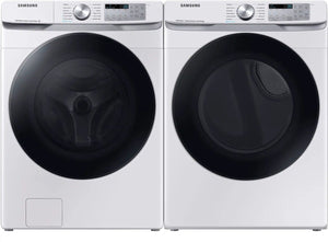 Package - Samsung - 4.5 Cu. Ft. High-Efficiency Stackable Smart Front Load Washer with Steam and Super Speed Wash and 7.5 Cu. Ft. Stackable Smart Electric Dryer with Steam Sanitize+ - White