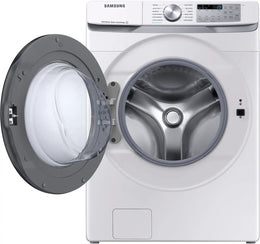 Package - Samsung - 4.5 Cu. Ft. High-Efficiency Stackable Smart Front Load Washer with Steam and Super Speed Wash and 7.5 Cu. Ft. Stackable Smart Electric Dryer with Steam Sanitize+ - White