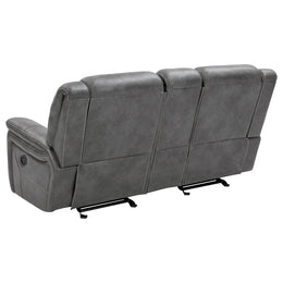 Conrad Upholstered Padded Arm Glider Loveseat Grey