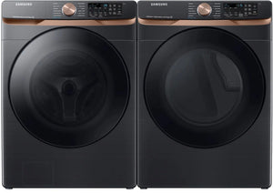 Package - Samsung - 5.0 Cu. Ft. High-Efficiency Stackable Smart Front Load Washer with Steam and Super Speed Wash and 7.5 Cu. Ft. Stackable Smart Electric Dryer with Steam and Sensor Dry - Brushed Black