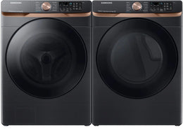 Package - Samsung - 5.0 Cu. Ft. High-Efficiency Stackable Smart Front Load Washer with Steam and Super Speed Wash and 7.5 Cu. Ft. Stackable Smart Gas Dryer with Steam and Sensor Dry - Brushed Black