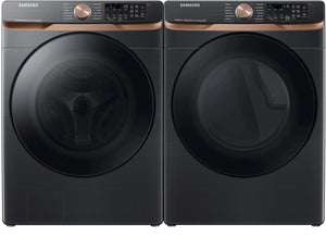 Package - Samsung - 5.0 Cu. Ft. High-Efficiency Stackable Smart Front Load Washer with Steam and Super Speed Wash and 7.5 Cu. Ft. Stackable Smart Gas Dryer with Steam and Sensor Dry - Brushed Black