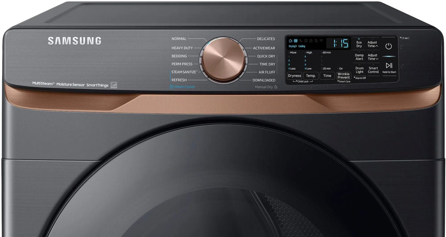 Package - Samsung - 5.0 Cu. Ft. High-Efficiency Stackable Smart Front Load Washer with Steam and Super Speed Wash and 7.5 Cu. Ft. Stackable Smart Electric Dryer with Steam and Sensor Dry - Brushed Black