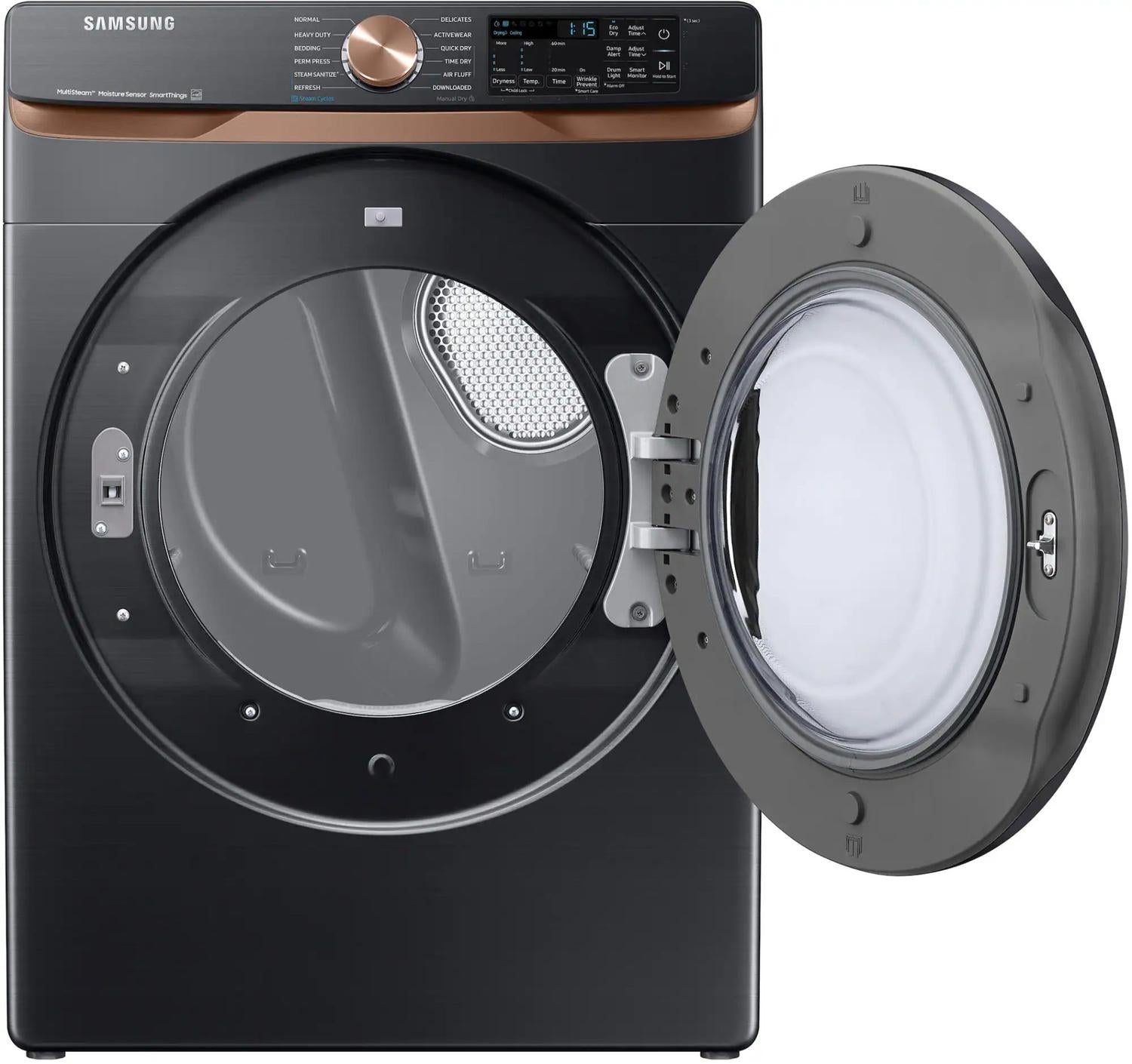 Package - Samsung - 5.0 Cu. Ft. High-Efficiency Stackable Smart Front Load Washer with Steam and Super Speed Wash and 7.5 Cu. Ft. Stackable Smart Gas Dryer with Steam and Sensor Dry - Brushed Black