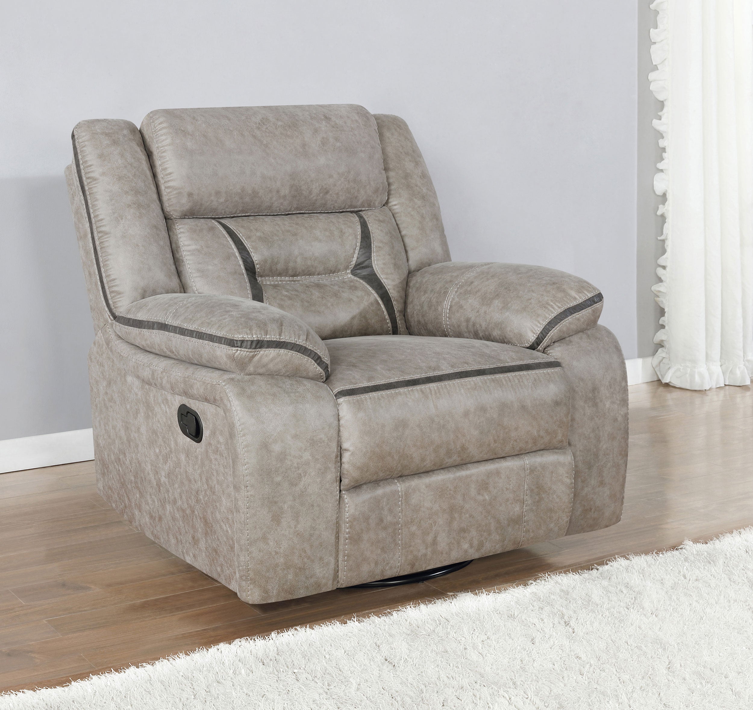 Greer Upholstered Swivel Glider Recliner Chair Brown