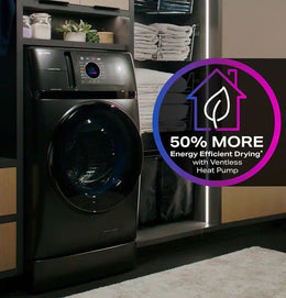 GE Profile - UltraFast 4.8 Cu. Ft. High-Efficiency Smart Front Load Washer and Electric Dryer Combo with Ventless Heat Pump - Carbon Graphite