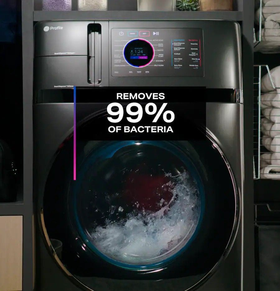 GE Profile - UltraFast 4.8 Cu. Ft. High-Efficiency Smart Front Load Washer and Electric Dryer Combo with Ventless Heat Pump - Carbon Graphite