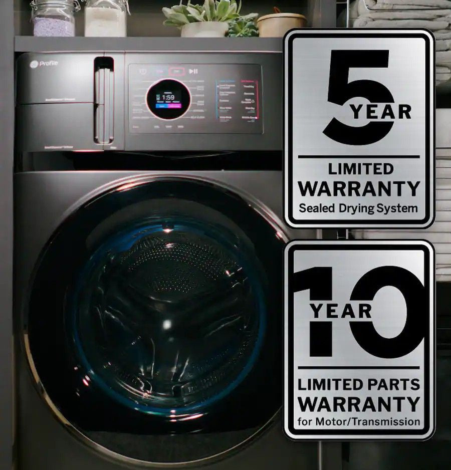 GE Profile - UltraFast 4.8 Cu. Ft. High-Efficiency Smart Front Load Washer and Electric Dryer Combo with Ventless Heat Pump - Carbon Graphite