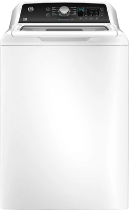 Package - GE - 4.5 Cu. Ft. Top Load Washer with Water Level Control, Deep Fill, Quick Wash, and Glass Lid and 7.4 Cu. Ft. Front Load Electric Dryer with Sensor Dry - White with Matte Black