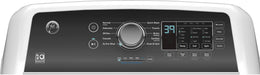 Package - GE - 4.5 Cu. Ft. Top Load Washer with Water Level Control, Deep Fill, Quick Wash, and Glass Lid and 7.4 Cu. Ft. Front Load Electric Dryer with Sensor Dry - White with Matte Black