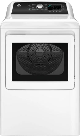 Package - GE - 4.5 Cu. Ft. Top Load Washer with Water Level Control, Deep Fill, Quick Wash, and Glass Lid and 7.4 Cu. Ft. Front Load Electric Dryer with Sensor Dry - White with Matte Black