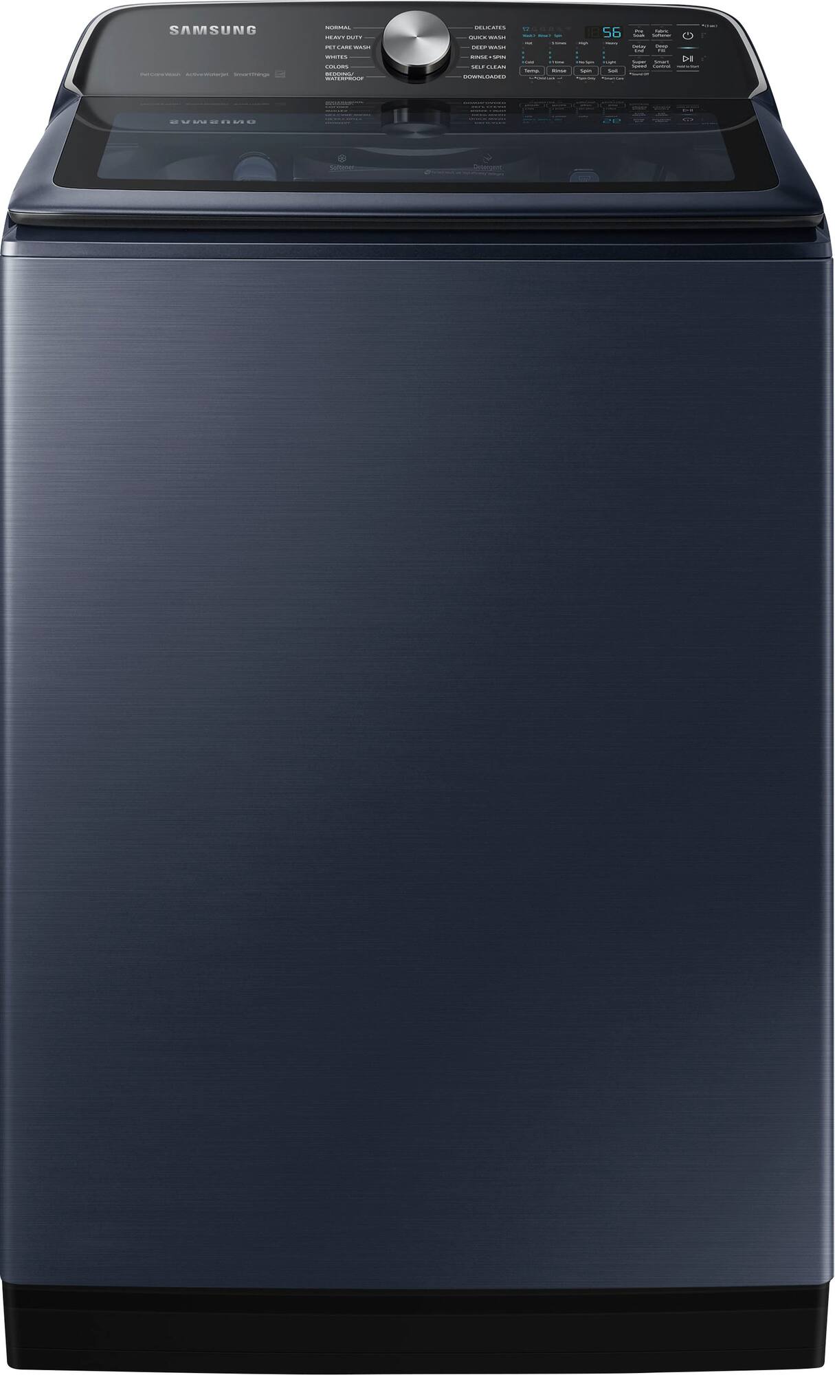 Package - Samsung - 5.4 Cu. Ft. High-Efficiency Smart Top Load Washer with Pet Care Solution and 7.4 Cu. Ft. Smart Electric Dryer with Steam and Pet Care Dry - Brushed Navy