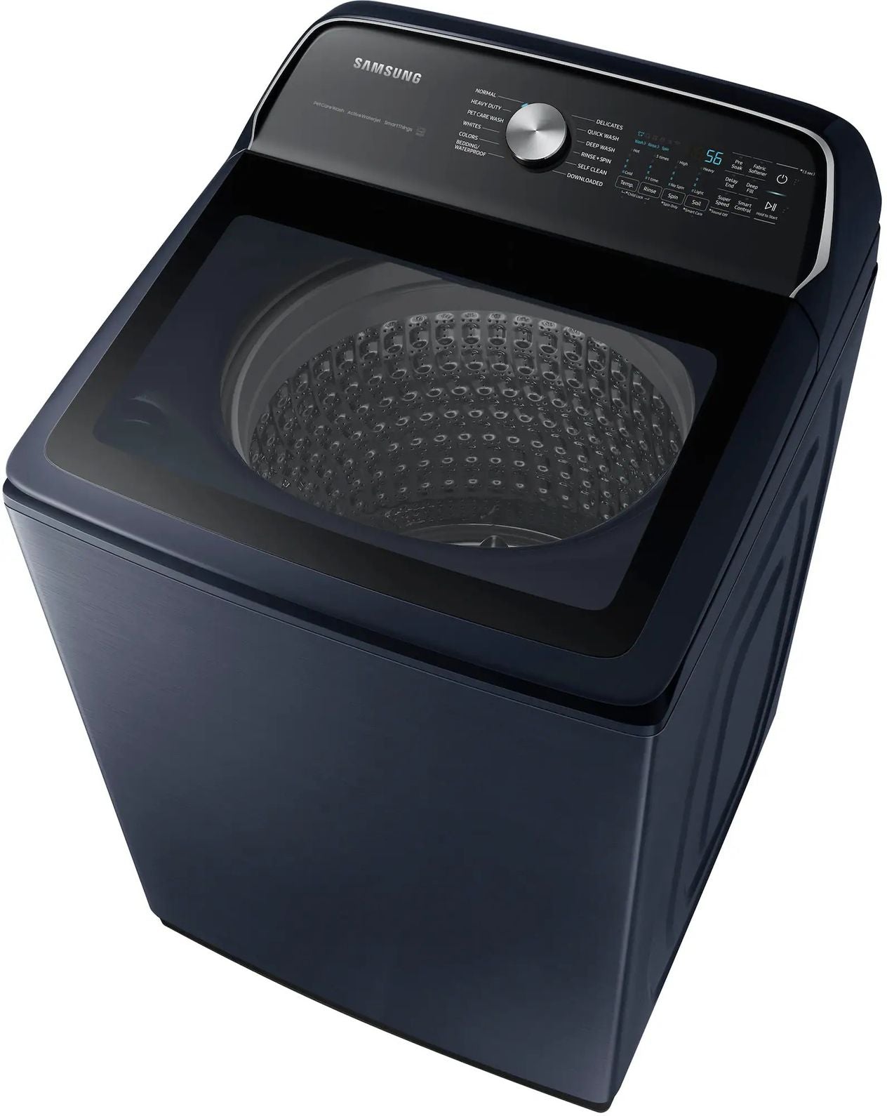 Package - Samsung - 5.4 Cu. Ft. High-Efficiency Smart Top Load Washer with Pet Care Solution and 7.4 Cu. Ft. Smart Gas Dryer with Steam and Pet Care Dry - Brushed Navy