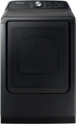 Package - Samsung - 5.5 Cu. Ft. High-Efficiency Smart Top Load Washer with Super Speed Wash - Brushed Black and 7.4 Cu. Ft. Smart Electric Dryer with Steam Sanitize+ - Black