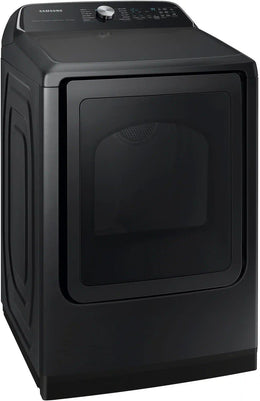 Package - Samsung - 5.5 Cu. Ft. High-Efficiency Smart Top Load Washer with Super Speed Wash - Brushed Black and 7.4 Cu. Ft. Smart Electric Dryer with Steam Sanitize+ - Black