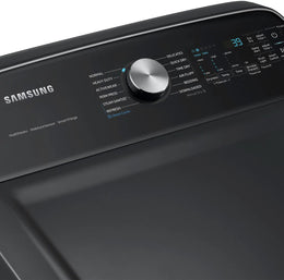 Package - Samsung - 5.5 Cu. Ft. High-Efficiency Smart Top Load Washer with Super Speed Wash - Brushed Black and 7.4 Cu. Ft. Smart Electric Dryer with Steam Sanitize+ - Black