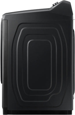 Package - Samsung - 5.5 Cu. Ft. High-Efficiency Smart Top Load Washer with Super Speed Wash - Brushed Black and 7.4 Cu. Ft. Smart Electric Dryer with Steam Sanitize+ - Black