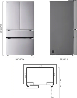 LG - 36-in Standard-Depth MAX 29.6 Cu. Ft. 4-Door French Door Smart Refrigerator with Full-Convert Drawer - Stainless Steel