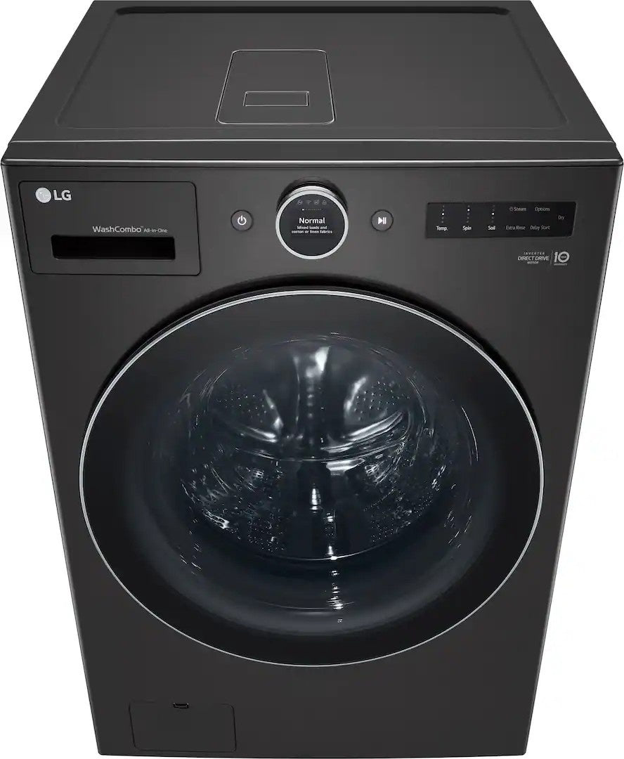 LG - 5.0 Cu. Ft. HE Smart Mega Capacity All-in-One Electric Washer/Dryer WashCombo with Steam and Ventless Inverter Heat Pump - Black Steel