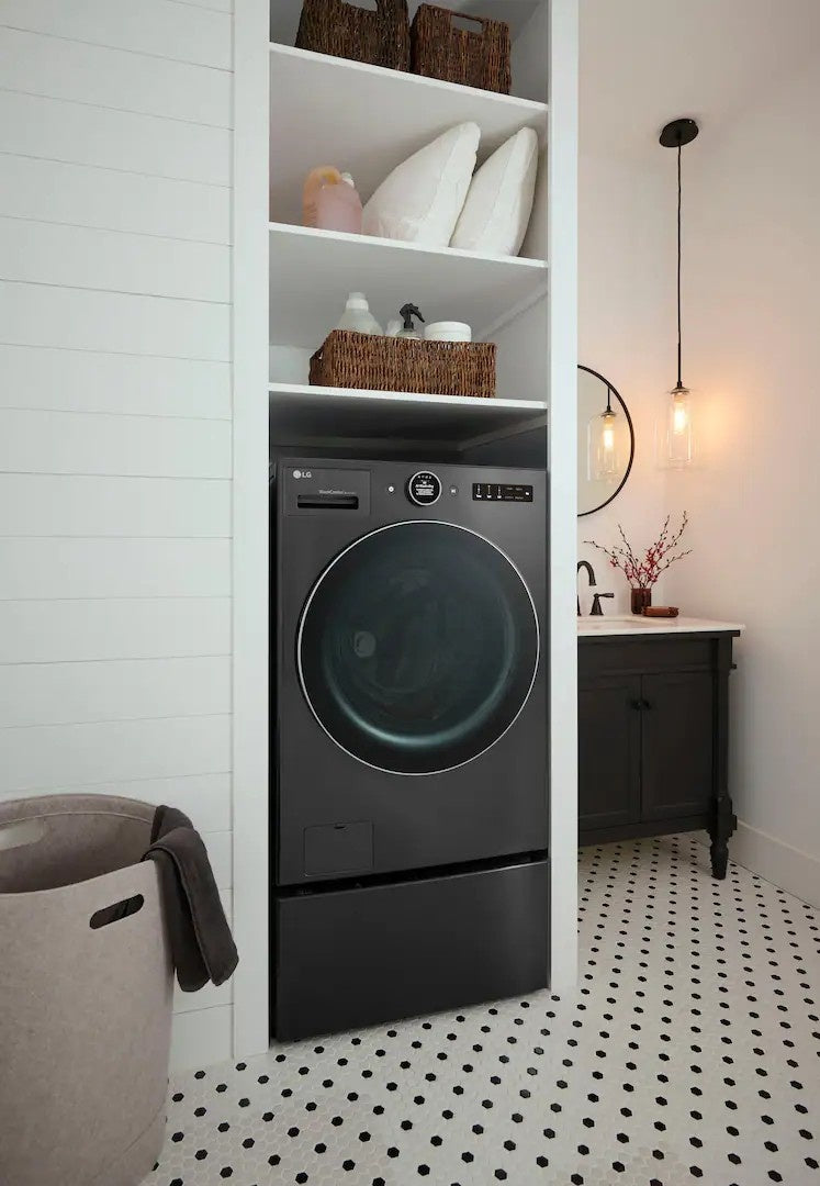 LG - 5.0 Cu. Ft. HE Smart Mega Capacity All-in-One Electric Washer/Dryer WashCombo with Steam and Ventless Inverter Heat Pump - Black Steel