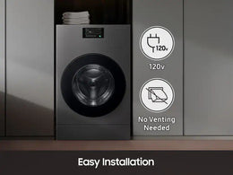 Samsung - 5.3 cu. ft. Bespoke AI Ventless Smart All-In-One Front Load Washer/Electric Dryer Combo with Ventless Heat Pump - Dark Steel
