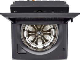 Package - LG - 5.5 Cu. Ft. High Efficiency Smart Top Load Washer with EasyUnload and 7.3 Cu. Ft. Smart Electric Dryer with EasyLoad Door - Matte Black