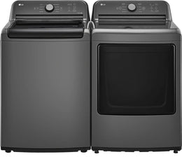 Package - LG - 4.1 Cu. Ft. High-Efficiency Top Load Washer with TurboDrum Technology and 7.3 Cu. Ft. Electric Dryer with Sensor Dry - Monochrome Grey