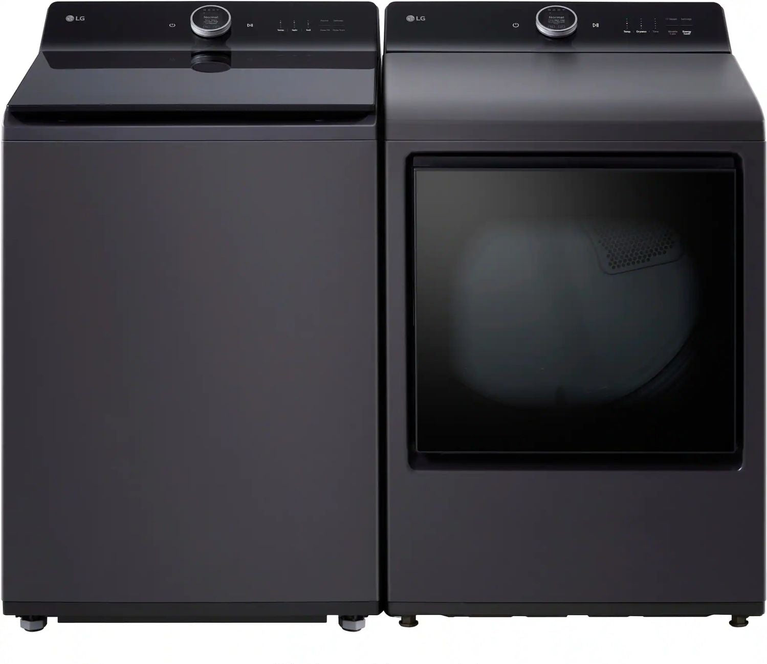 Package - LG - 5.5 Cu. Ft. High Efficiency Smart Top Load Washer with EasyUnload and 7.3 Cu. Ft. Smart Electric Dryer with Steam and EasyLoad Door - Matte Black